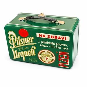 Pilsner Urquell Vintage Green Metal Beer Lunchbox Carry Case